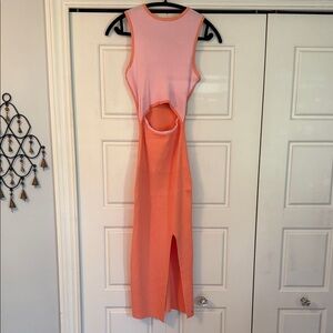 Sleeveless Pink and Coral Cutout Maxi Dress